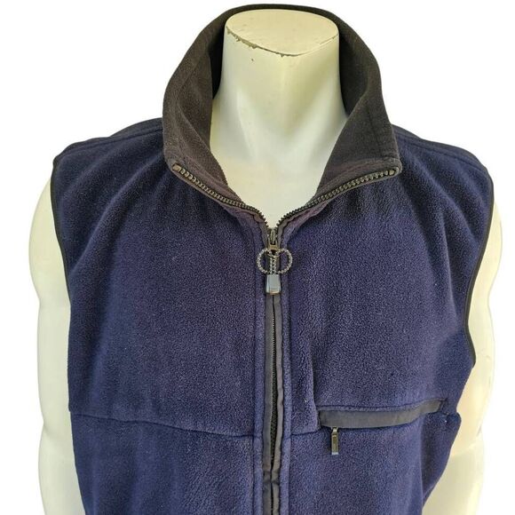 Vintage Eddie Bauer Men’s XXL Navy Blue Fleece Vest Full Zip Made in USA - Picture 2 of 7